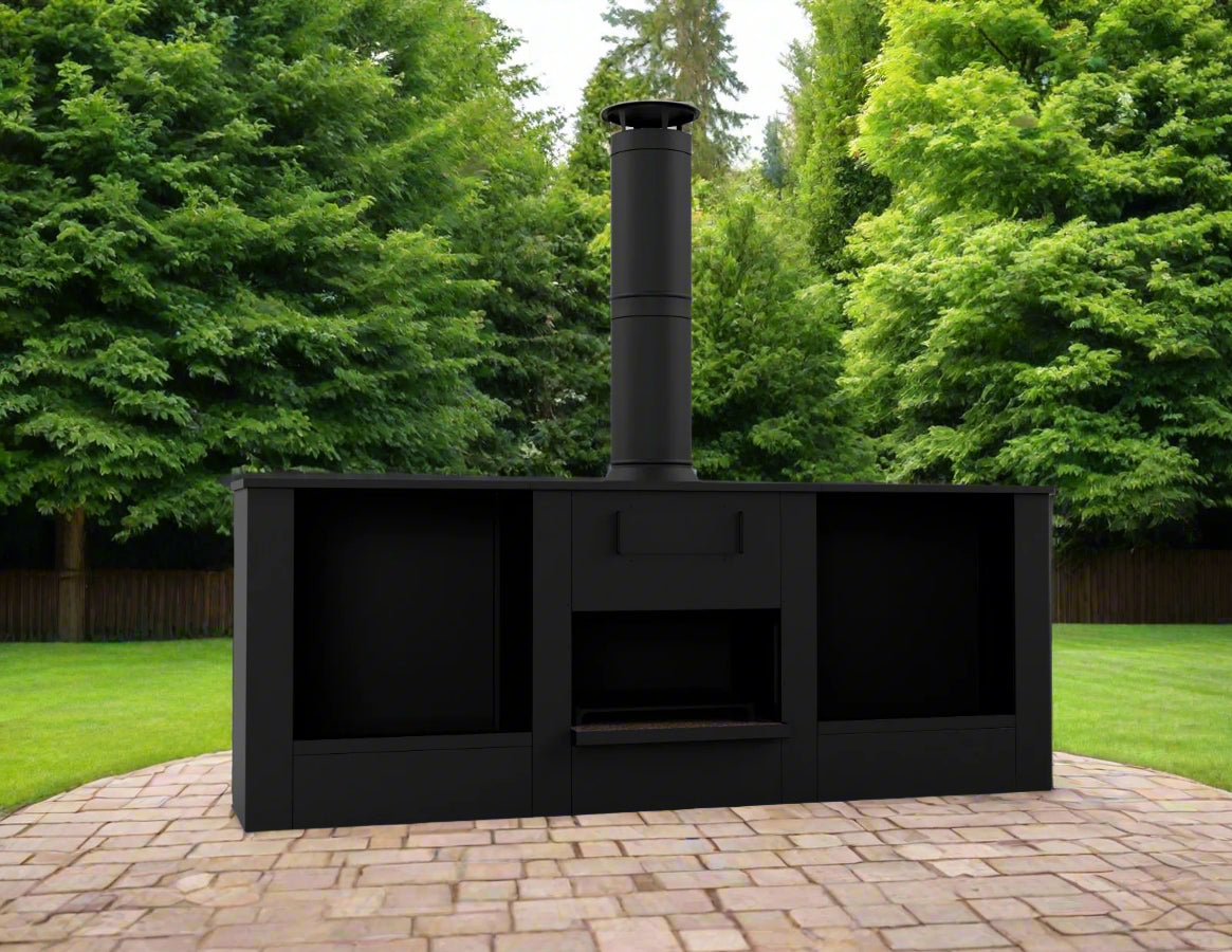 Big Garden Fireplace. Stainless Steel Outdoor Fire. Pilot Series.