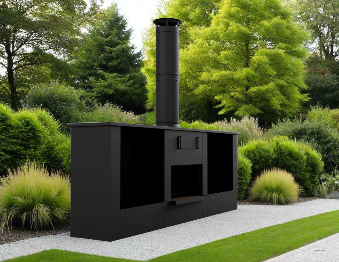 Big Garden Fireplace. Stainless Steel Outdoor Fire. Pilot Series.