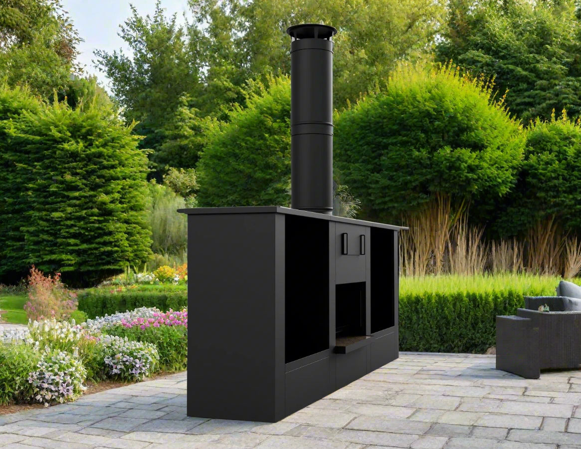 Big Garden Fireplace. Stainless Steel Outdoor Fire. Pilot Series.