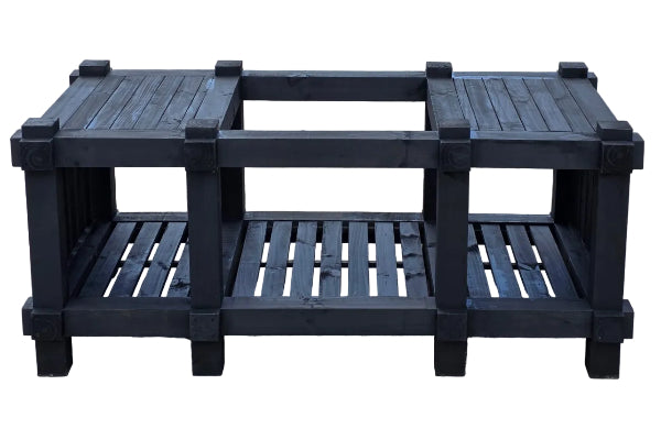 black wooden stand for pizza oven