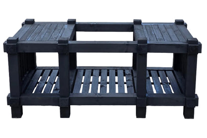 black wooden stand for pizza oven