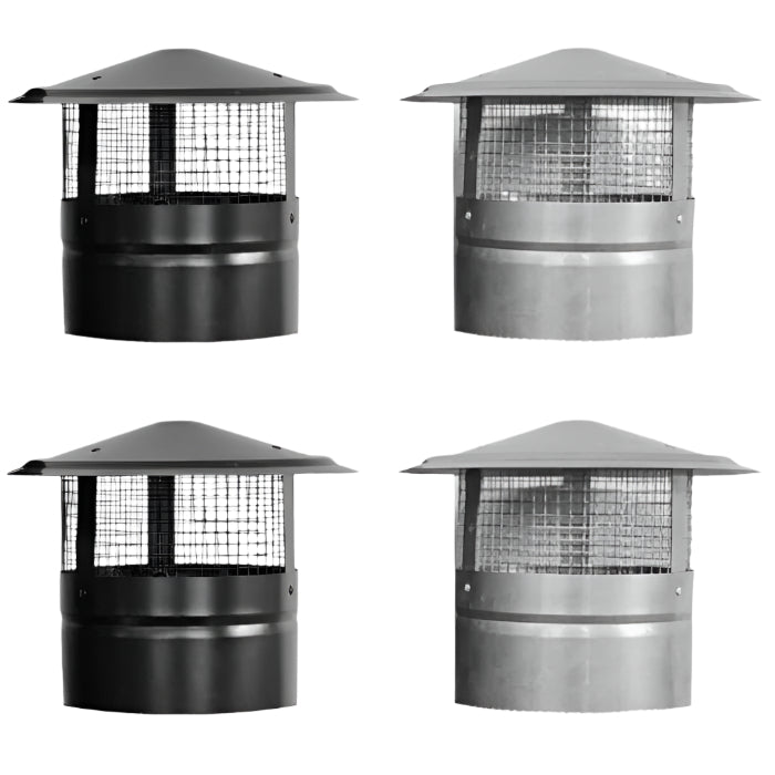 metal rain caps with mesh covers